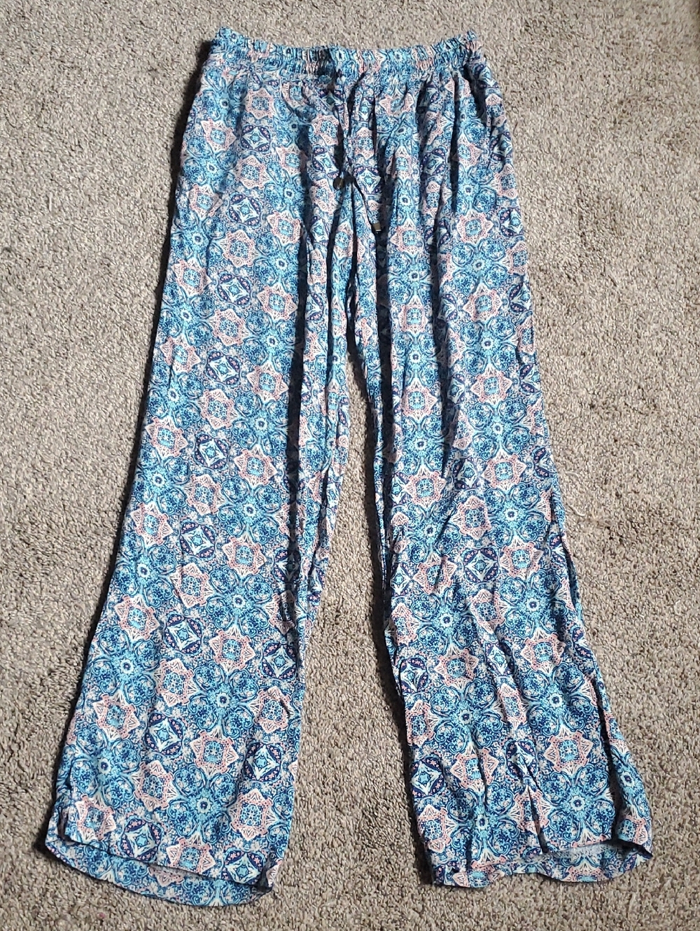 Blue Patterned Women's Trousers